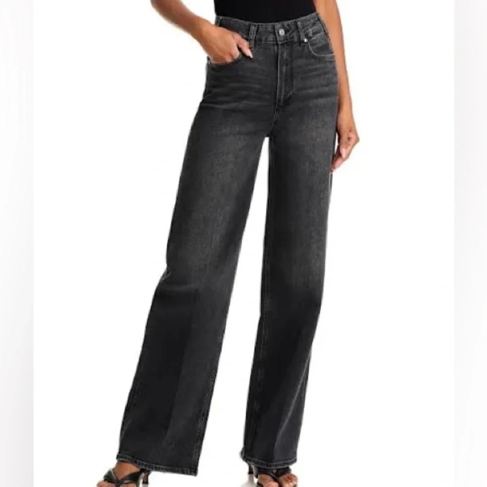 PAIGE viper black distressed High-Rise Wide Leg Jeans Sasha - Picture 3 of 10